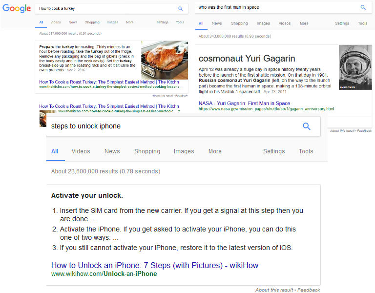 Examples of Featured Snippets